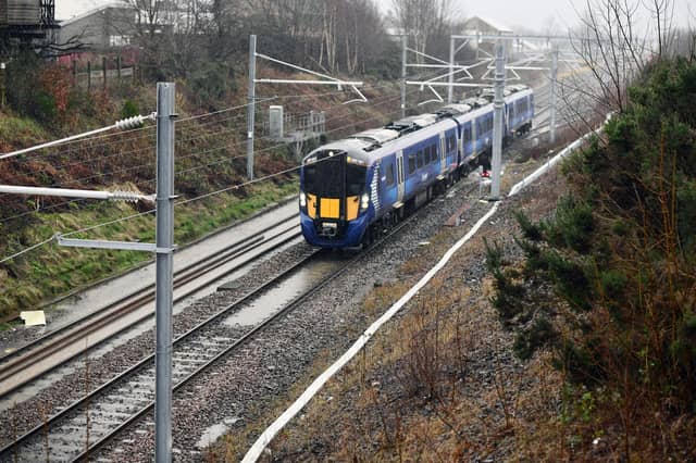 Flooded tracks at Larbert on 21 February. Picture Michael Gillen