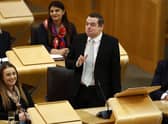 Scottish Conservative Party leader Douglas Ross reacts during First Minister's Questions at Holyrood. Picture: Jeff J Mitchell/Getty Images