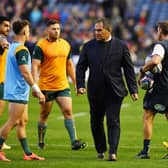 EDINBURGH, SCOTLAND - OCTOBER 29: Dave Rennie, Head Coach of Australia, looks on prior to kick off of the Autumn International match between Scotland and Australia at Murrayfield Stadium on October 29, 2022 in Edinburgh, Scotland. (Photo by Mark Runnacles/Getty Images)