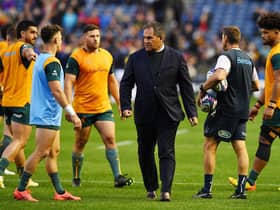EDINBURGH, SCOTLAND - OCTOBER 29: Dave Rennie, Head Coach of Australia, looks on prior to kick off of the Autumn International match between Scotland and Australia at Murrayfield Stadium on October 29, 2022 in Edinburgh, Scotland. (Photo by Mark Runnacles/Getty Images)
