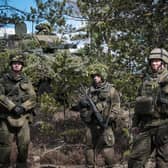 Finnish soldiers take part in a military exercise in Finland, held with troops from the UK, Latvia, Estonia and the US, earlier this month (Picture: Alessandro Rampazzo/AFP via Getty Images)