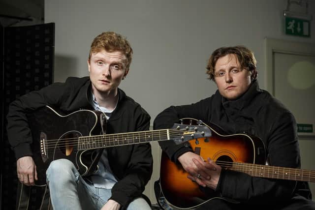 Stuart Edgar & Tommy McGowan play brothers Tommy and Ed in Battery Park. Picture: Eoin Carey