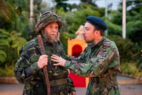 Alan Steele as Falstaff and Sam Stopford as Prince Hal in Gordon Barr's version of Henry IV at 2023 Bard in the Botanics PIC: Tommy Ga-Ken Wan