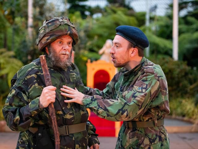 Alan Steele as Falstaff and Sam Stopford as Prince Hal in Gordon Barr's version of Henry IV at 2023 Bard in the Botanics PIC: Tommy Ga-Ken Wan