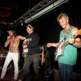 Iglu & Hartly on stage jamming with James Bourne from BUSTED