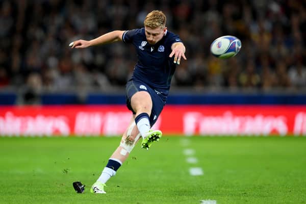 Ben Healy impressed at stand-off during Scotland's win over Romania at the Rugby World Cup. (Photo by Laurence Griffiths/Getty Images)