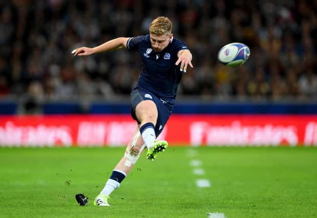 Ben Healy impressed at stand-off during Scotland's win over Romania at the Rugby World Cup. (Photo by Laurence Griffiths/Getty Images)