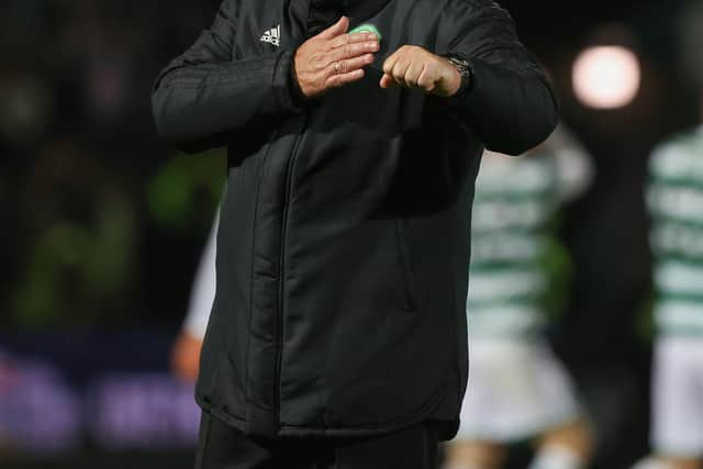 Celtic manager Ange Postecoglou celebrates the 4-1 win at Ross County. (Photo by Craig Williamson / SNS Group)