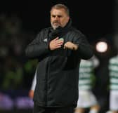 Celtic manager Ange Postecoglou celebrates the 4-1 win at Ross County.  (Photo by Craig Williamson / SNS Group)