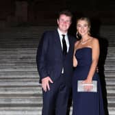 Team Europe's Bob MacIntyre and girlfriend Shannon Hartley pose at the Spanish Steps prior to the 2023 Ryder Cup at Marco Simone Golf Club in Rome. Picture: Andrew Redington/Getty Images.