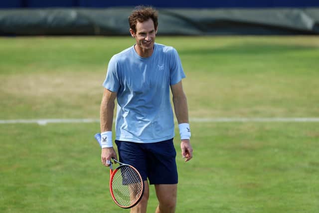 Andy Murray on the practice court ahead of his first round match at Queen's Club. (Photo by Luke Walker/Getty Images for LTA)
