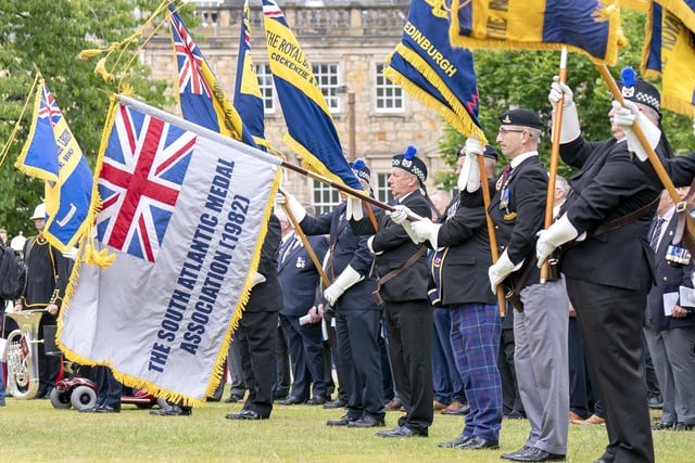 Standard Bearers, who joined military personnel, alongside Falklands veterans and members of the wider armed forces community, to remember the 40th anniversary of the end of the conflict, during a parade and service of remembrance in Edinburgh.