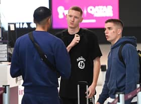Hearts' Cammy Devlin was an unused substitute but Tynecastle team-mate Kye Rowles produced another top performance as Australia progressed from their World Cup group.  Photo by Paul Devlin / SNS Group