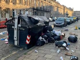 Rubbish has been piling up beside bins in Edinburgh