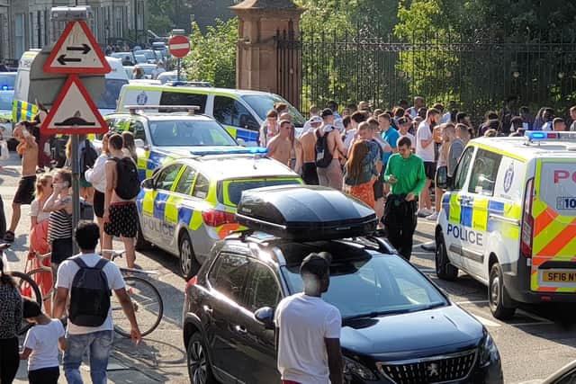 Crowds broken up at Kelvingrove Park by police