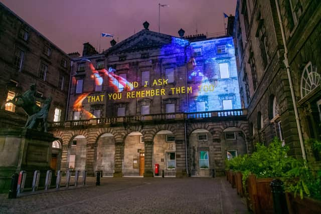 Kayus Bankole's film Sugar For Your Tea was projected onto the facade of the City Chambers in January. Picture: Ian Georgeson