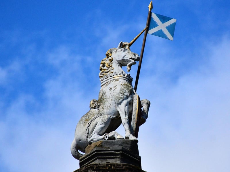 Mercat Cross in Edinburgh is topped with a unicorn monument as this beast is Scotland’s national animal. As a mythological creature, the Unicorn is said to be tied to Scotland’s Celtic heritage and the rich folklore that accompanies it. Many unicorn statues can be found all throughout Scotland.