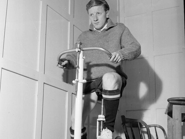 Hearts footballer Don Kerrigan is pictured in the Tynecastle treatment room in 1965.