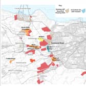 Map showing potential development sites