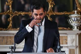 First Minister Humza Yousaf at yesterday's press conference as he announces the SNP would withdraw from the Bute House Agreement (Picture: Jeff J Mitchell/Getty Images)