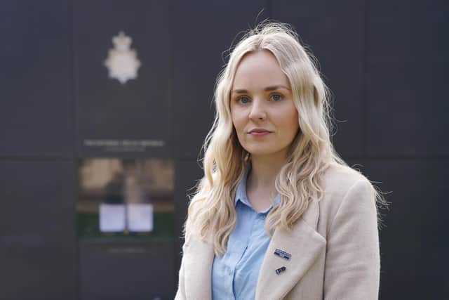 Lissie Harper, the widow of PC Andrew Harper, during an interview at the National Police Memorial on The Mall, London. Picture: Jonathan Brady/PA Wire