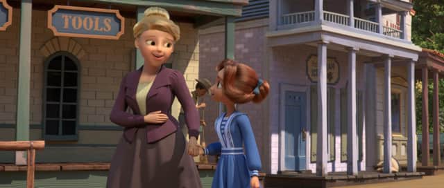 Aunt Cora (Julianne Moore) and Lucky Prescott (Isabela Merced) in Spirit Untamed. Picture : PA Photo/© DreamWorks Animation LLC