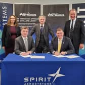 From left: Sam Marnick and Scott McLarty of Spirit AeroSystems, Scottish Business Minister Ivan McKee, and Astraius CEO Kevin Seymour and chairman Sir George Zambellas. Picture: contributed.