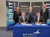 From left: Sam Marnick and Scott McLarty of Spirit AeroSystems, Scottish Business Minister Ivan McKee, and Astraius CEO Kevin Seymour and chairman Sir George Zambellas. Picture: contributed.