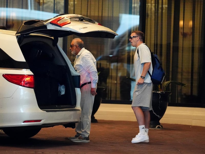 Scotland's Lewis Ferguson leaving the team hotel