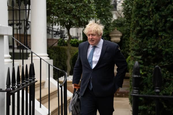 Former prime minister Boris Johnson leaves his home in London. Picture: Carl Court/Getty Images