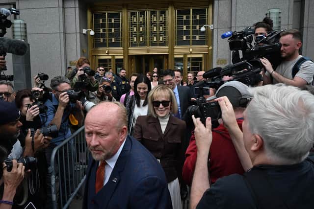 A New York jury ruled Tuesday that Donald Trump was liable for the sexual abuse of an American former magazine columnist in the mid-1990s, multiple US media reported. The nine jurors decided following a civil trial that the ex-president did not rape E. Jean Carroll, but did find him liable for defaming her, The New York Times, CNN and others reported. Trump was ordered to pay Carroll a total of $5 million in damages, the reports said. (Photo by Ed JONES / AFP) (Photo by ED JONES/AFP via Getty Images)