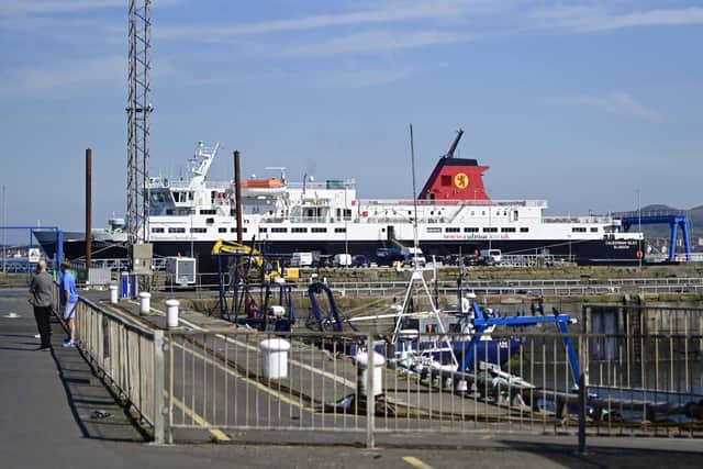 MV Caledonian Isles, in Troon on Thursday, has been out of action since an engine failure on Sunday. Picture: John Devlin
