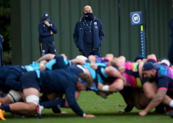 Scotland coach Gregor Townsend oversees a training session at Oriam.