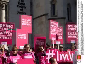 Mandatory Credit: Photo by Roland Hoskins/ANL/Shutterstock (10285254a)
High Court- Disability Rights Campaigners Create A 'giant Graveyard' Outside The Royal Courts Of Justice To Highlight The Danger Of A Legal Challenge Being Heard By The Court Of Appeal. The Visual Display Pioneered By Disability Group 'the Distant Voices' Will Appear Shortly Before Noel Conway's Pro Assisted Dying Legal Challenge At The Court And Is Supported By A Protest Outside. Pictured Supporters Of Noel Conway. 
High Court- Disability Rights Campaigners Create A 'giant Graveyard' Outside The Royal Courts Of Justice To Highlight The Danger Of A Legal Challenge Being Heard By The Court Of Appeal. The Visual Display Pioneered By Disability Group 'the Distant