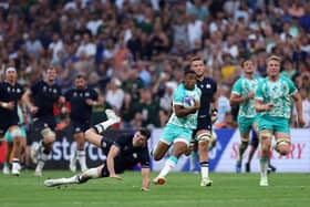 Grant Williams of South Africa on the attack against Scotland at Stade Velodrome in Marseille. The Springboks defeated the Scots 18-3 in the pool stage of the Rugby World Cup last September en route to lifting the trophy. (Photo by Cameron Spencer/Getty Images)