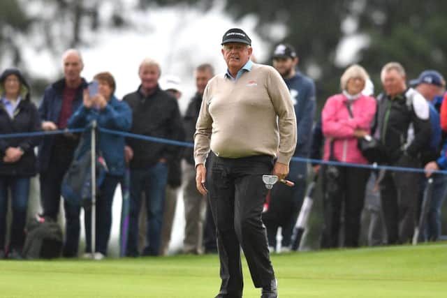 Colin Montgomerie reacts to a missed putt on the King's Course at Gleneagles. Picture: Mark Runnacles/Getty Images.