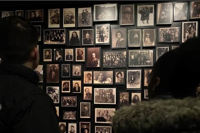 A memorial to victims of Auschwitz in the Sauna Building in Auschwitz – Birkenau II.