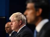 Health Secretary Sajid Javid, Prime Minister Boris Johnson and Chancellor of the Exchequer Rishi Sunak.