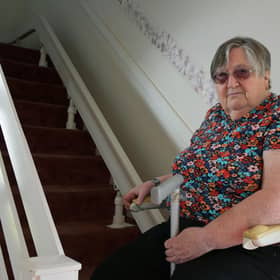 Linda Riley needs to use a stair lift in her home. Image: Michael Gillen.