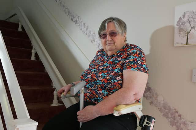 Linda Riley needs to use a stair lift in her home. Image: Michael Gillen.