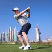 Bob MacIntyre tees off on the eighth hole on the Majlis Course at Emirates Golf Club during the Hero Dubai Desert Classic Pro-Am. Picture: Warren Little/Getty Images.