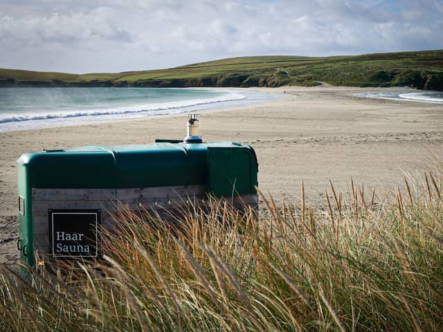 Haar Sauna on St Ninian's Beach Photo: May Graham @photo_art_may