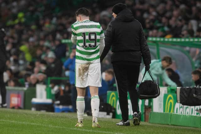 Celtic's Mikey Johnston suffered an injury during a Scottish Cup match with Raith Rovers. (Photo by Craig Foy / SNS Group)
