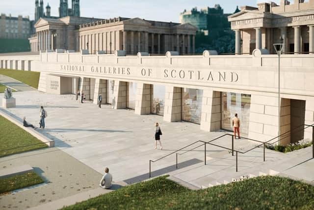 A graphic design of the completed exterior of the National Galleries. Picture: Cadpeople, Hoskins Architects and Metaphor
