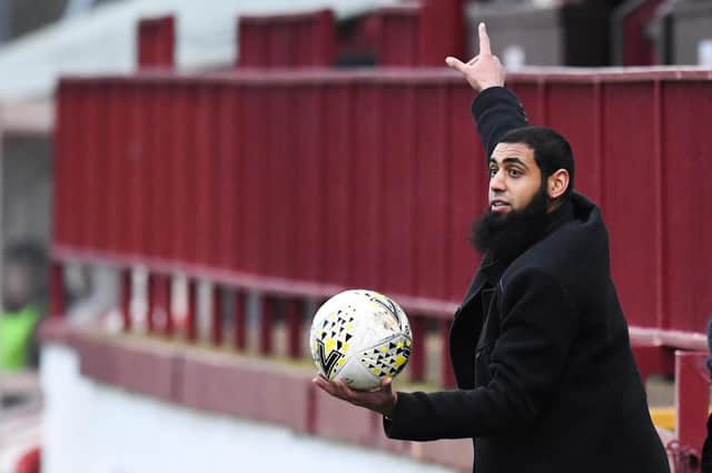 Fort William manager Shadab Iftikhar during a Highland League match between Brechin City and Fort William at Glebe Park.
