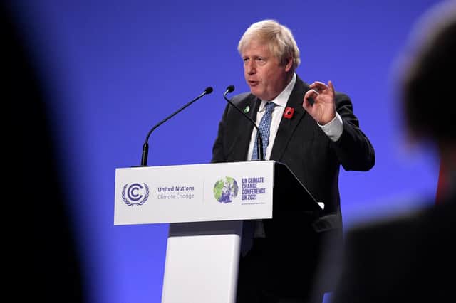 Bha an òraid a thug Boris Johnson seachad a’ sealltainn nach eileas a’ dèilgeadh le cùis na h-àrainneachd ann an dòigh tomadach gu leòr (Oli Scarff/AFP via Getty Images)