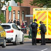 Emergency services at the scene near the Belfairs Methodist Church in Eastwood Road North, Leigh-on-Sea, Essex. Picture: Press Association