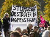 A women's rally outside of Holyrood that has specifically targeted Nicola Sturgeon. Picture: Lisa Ferguson
