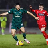 St Mirren's teenage midfielder Jay Henderson (right) challenging Tom Rogic of Celtic during the 0-0 draw in Paisley. (Photo by Alan Harvey / SNS Group)