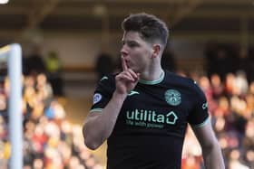 Kevin Nisbet netted three goals in Hibs' victory over Motherwell at Fir Park.